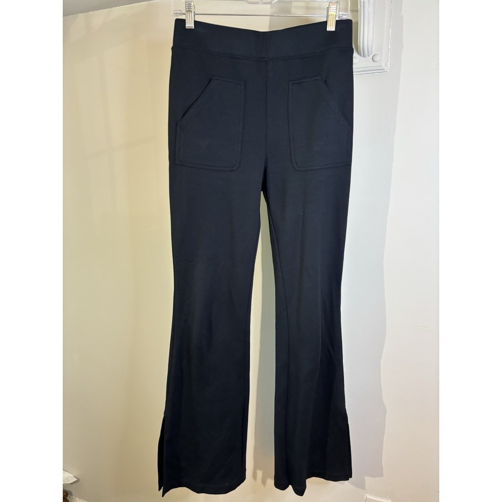 MAEVE‎ Black Stretch Ponte Knit Flare Leg Pull On Pants S Split Hem